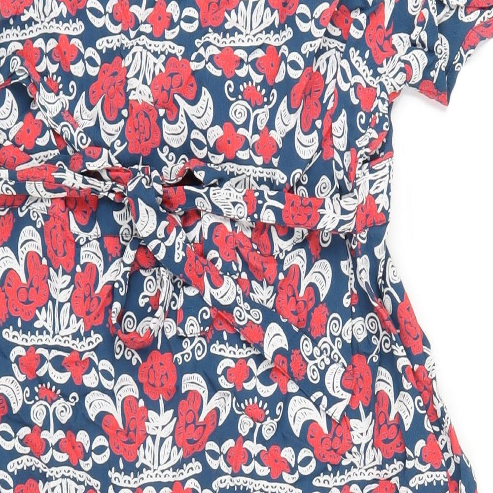 EAST Womens Multicoloured Geometric Viscose A-Line Size 10 V-Neck Pullover