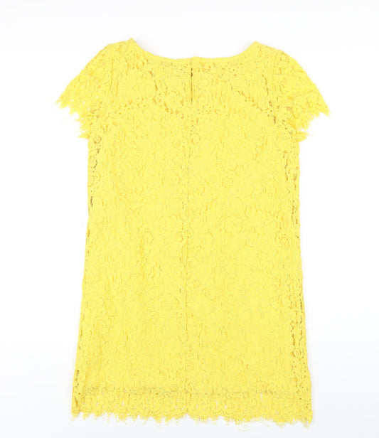 Zara Womens Yellow Polyester A-Line Size L Round Neck Pullover