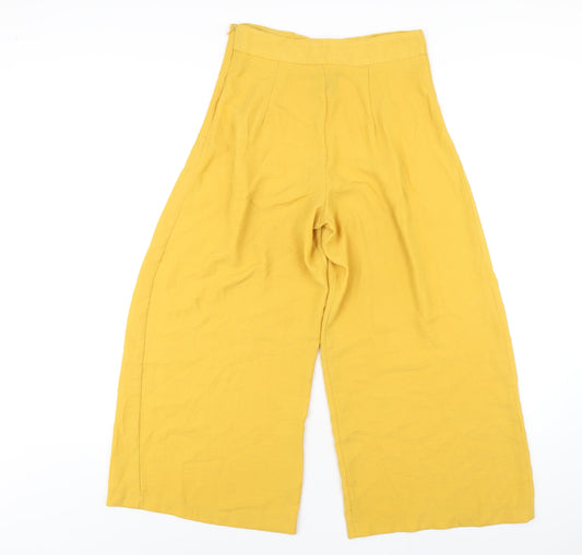 New Look Womens Yellow Polyester Trousers Size 8 L24 in Regular Zip