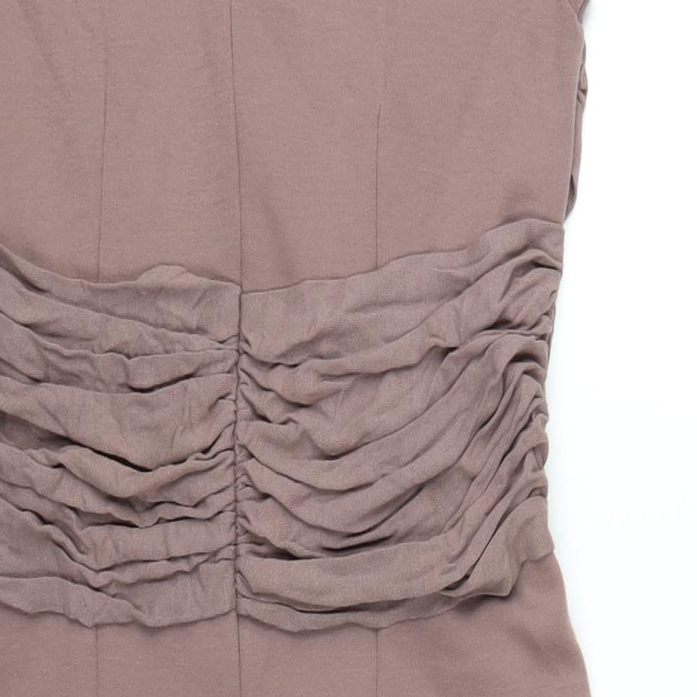 Dorothy Perkins Womens Purple Polyester Bodycon Size 14 V-Neck Zip