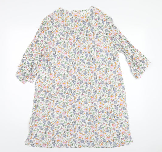 H&M Womens Multicoloured Floral Viscose A-Line Size 12 Round Neck Button