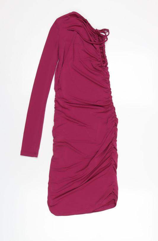 Pull&Bear Womens Pink Polyester Bodycon Size XS Round Neck Pullover