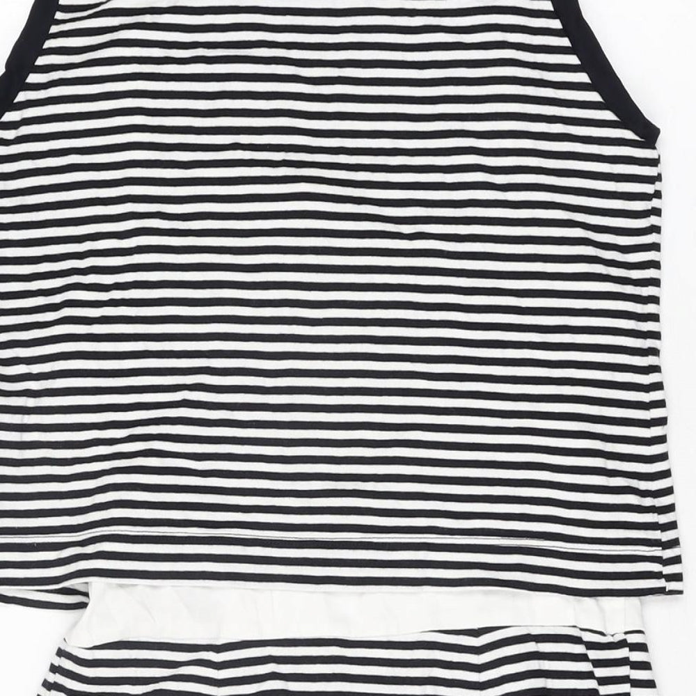 Gap Womens White Striped Cotton Skater Dress Size S Round Neck Pullover