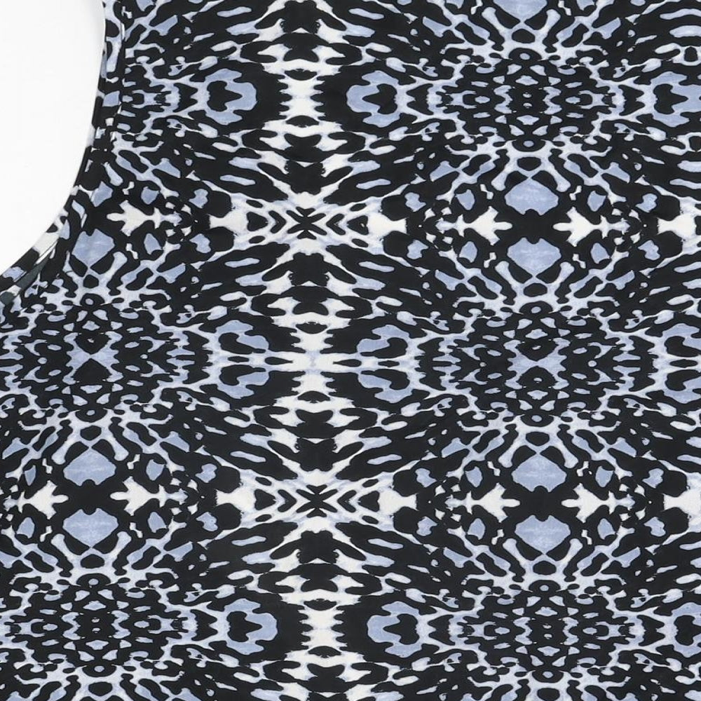 Anthology Womens Blue Geometric Polyester Basic Blouse Size 26 Scoop Neck