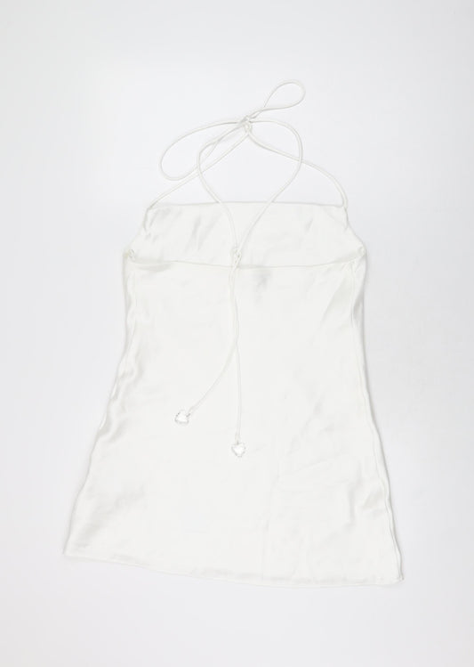 Zara Womens White Polyester Mini Size M Halter Tie