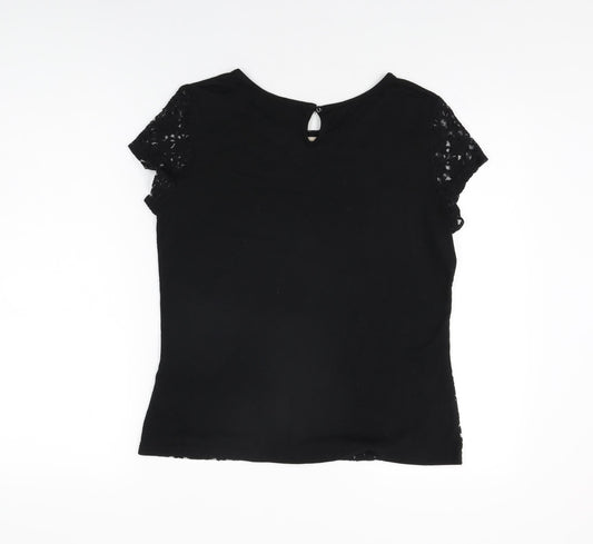 Womens UK Size 12 Dorothy Perkins Black Basic T-Shirt
