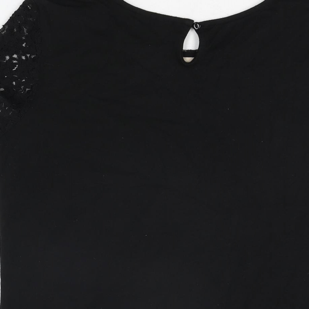 Womens UK Size 12 Dorothy Perkins Black Basic T-Shirt