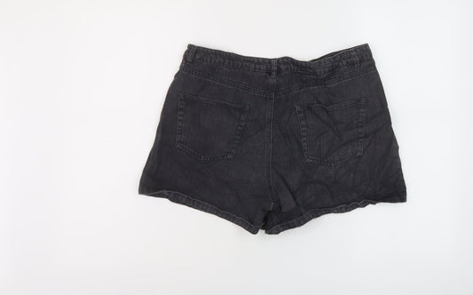 Missguided Womens Black Cotton Mom Shorts Size 12 L4 in Regular Button