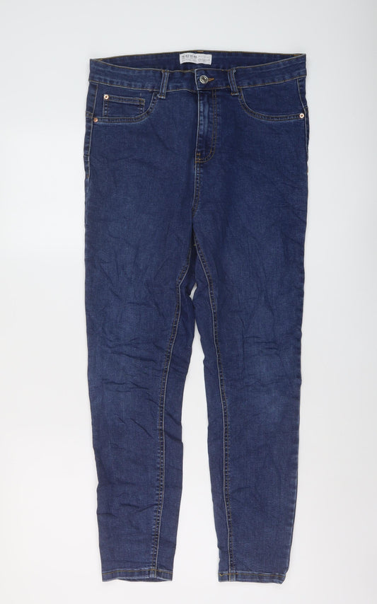 Additional front view of Denim & Co. women’s blue cotton skinny jeans, size UK 14, 27-inch leg regular button