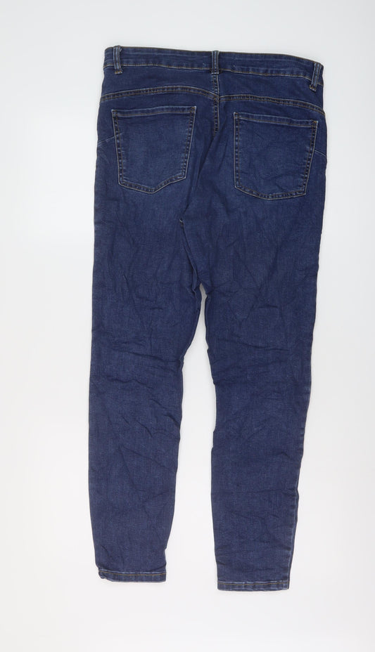 Denim & Co. Womens Blue Cotton Skinny Jeans Size 14 L27 in Regular Button