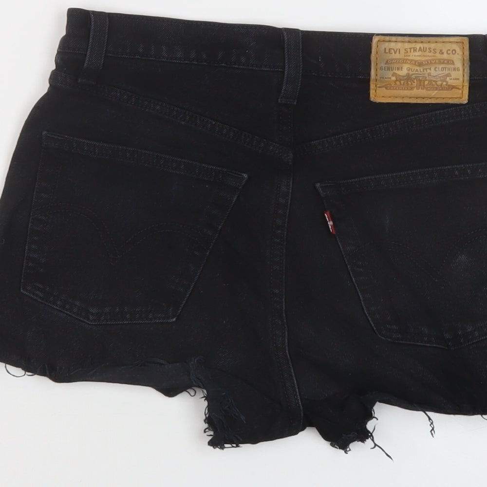 Levi's Womens Black Cotton Hot Pants Shorts Size 24 in L3 in Regular Button
