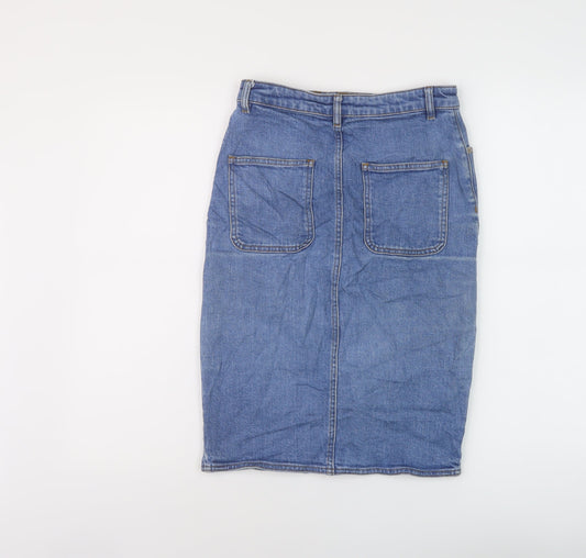 ASOS Womens Black Cotton A-Line Skirt Size 10 Button