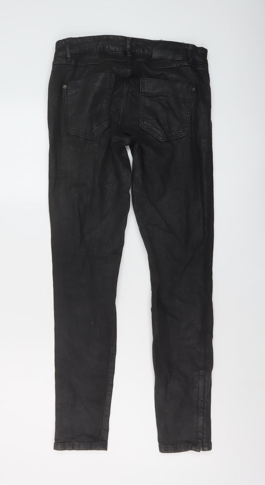 Zara Womens Black Cotton Skinny Jeans Size 10 L29 in Regular Button