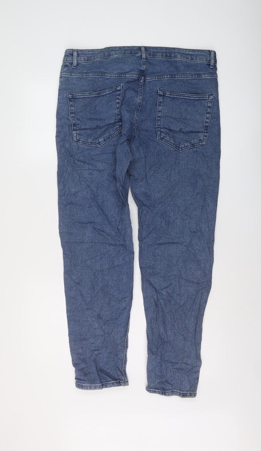 ASOS Mens Blue Cotton Straight Jeans Size 34 in L32 in Regular Button