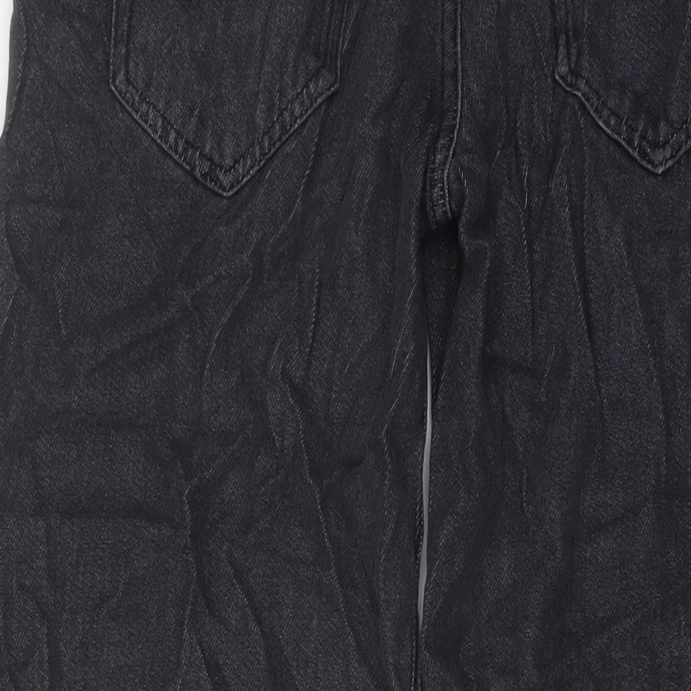 Zara Womens Grey Cotton Wide-Leg Jeans Size M L36 in Regular Button