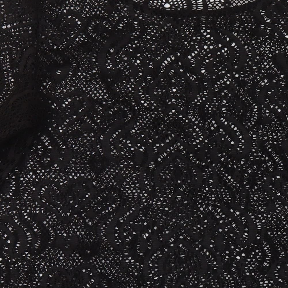 Attitudes Womens Black Polyester Basic Blouse Size L Round Neck