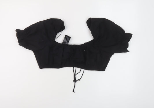 Womens UK Size M H&M Black Cropped Blouse