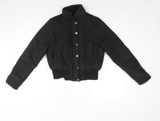 Womens UK Size 6 PRETTYLITTLETHING Black Puffer Jacket
