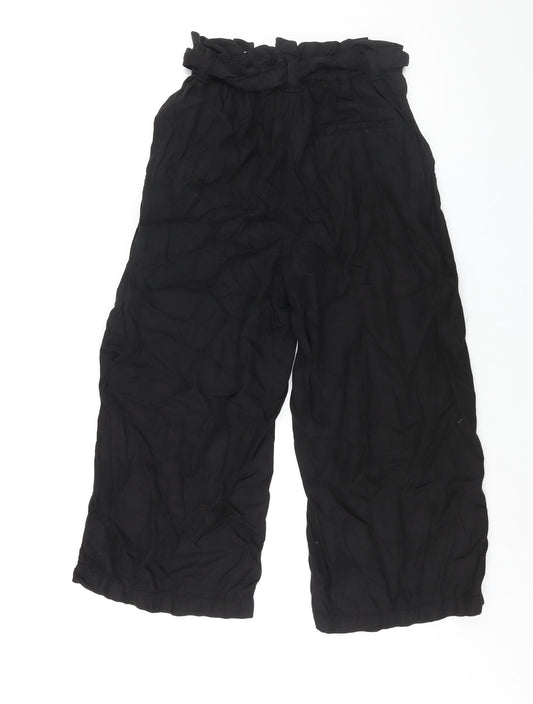 Womens UK Size S Zara Regular Fit Cropped Black Trousers