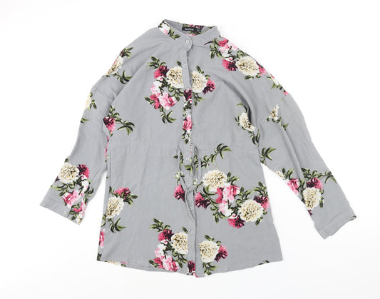 Womens UK Size 12 Boohoo Grey Tunic Blouse