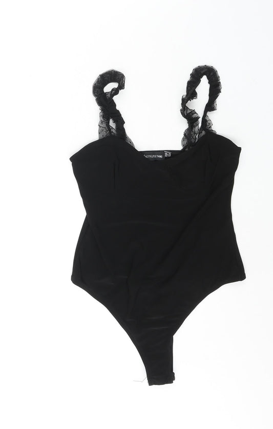 Womens UK Size 10 PRETTYLITTLETHING One-Piece Black Bodysuit