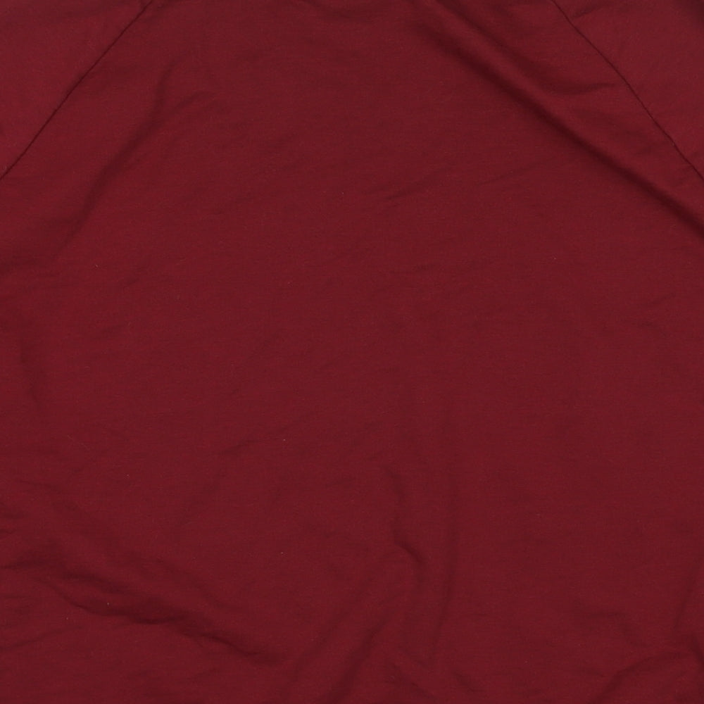 Brand and care label for JD Williams women’s red cotton pullover sweatshirt, size UK 16, pullover