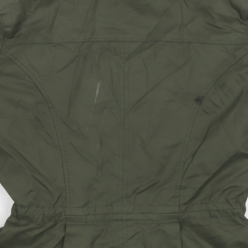 Brand and care label for Principles women’s green parka jacket, size UK 8, zip
