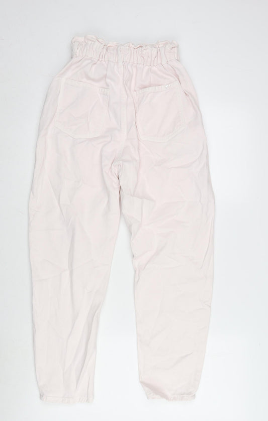 Zara Womens Pink Cotton Tapered Jeans Size 6 L25 in Regular Zip