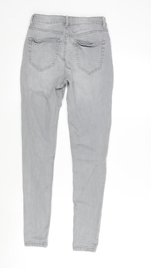 Denim & Co. Womens Grey Cotton Blend Tapered Jeans Size 8 L27.5 in Regular Zip