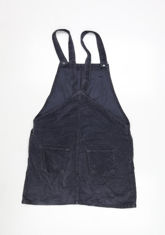 Topshop Womens Blue Cotton A-Line Size 8 Square Neck Snap