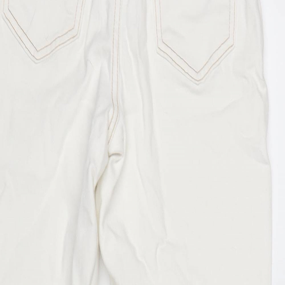 New Look Womens Ivory Cotton Blend Straight Jeans Size 8 L28 in Regular Zip