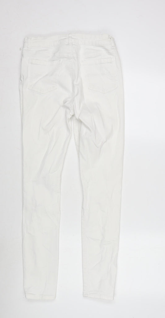 Denim & Co. Womens White Cotton Blend Tapered Jeans Size 12 L29 in Regular Zip