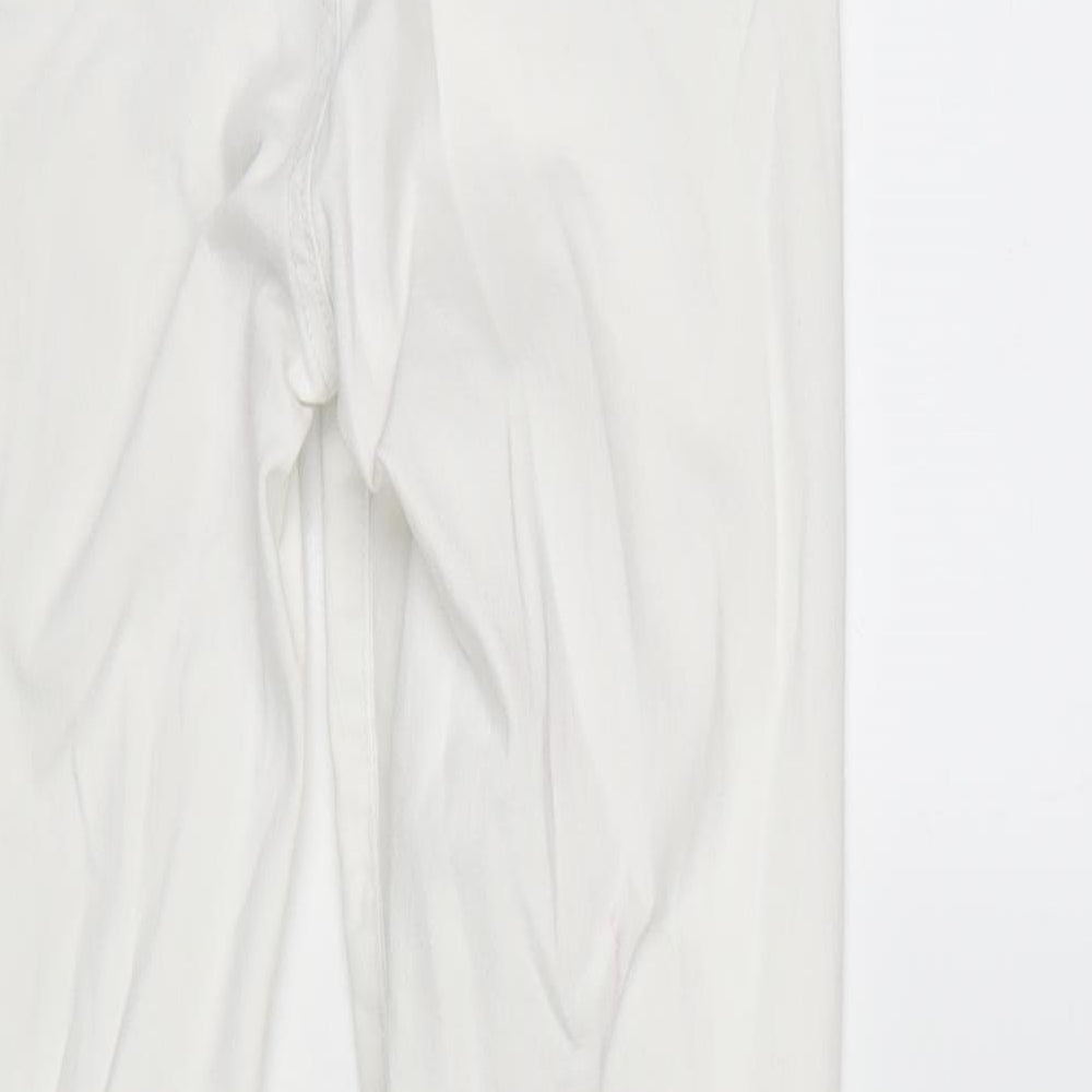 Denim & Co. Womens White Cotton Blend Tapered Jeans Size 12 L29 in Regular Zip