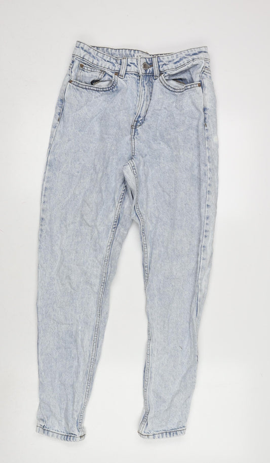 Additional front view of Denim & Co. women’s blue cotton tapered jeans, size UK 8, 26.5-inch leg regular zip