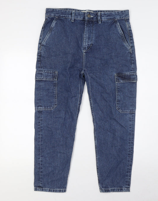 Womens UK Size 10 Pull&Bear Relaxed Fit Mom Blue Jeans
