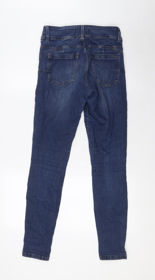 NEXT Womens Blue Cotton Skinny Jeans Size 8 L30 in Slim Button