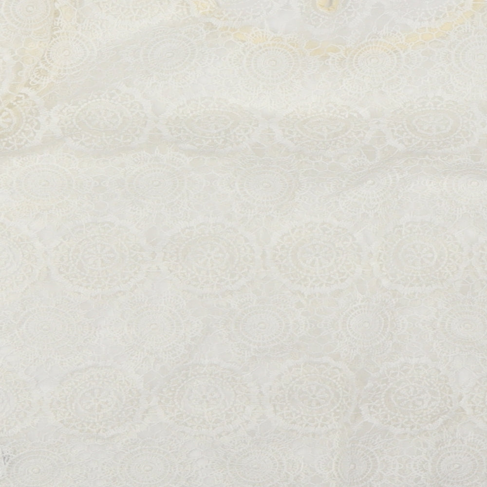 Indigo Womens Ivory Polyamide Basic T-Shirt Size 14 Round Neck - Lace, Sheer