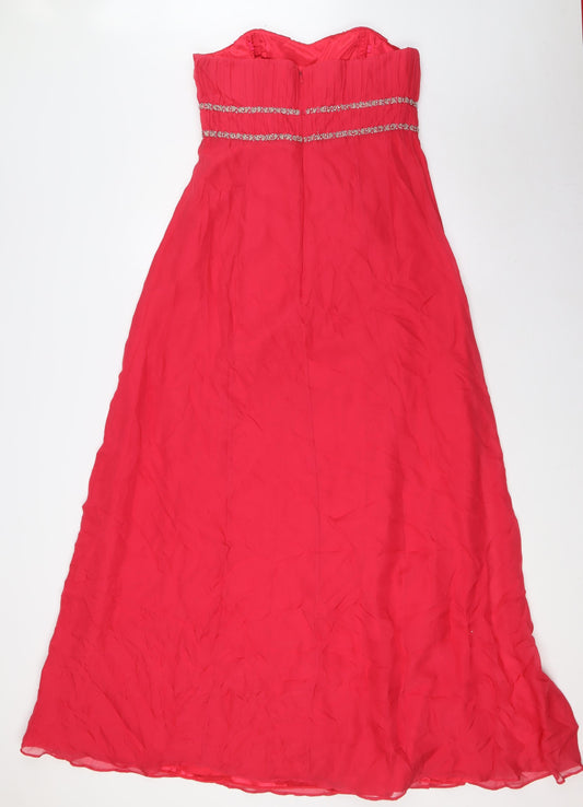 Monsoon Womens Pink Polyester Ball Gown Size 12 Off the Shoulder Zip