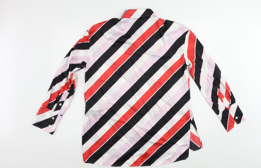 Marks and Spencer Womens Multicoloured Striped Polyester Basic Button-Up Size 10 Collared