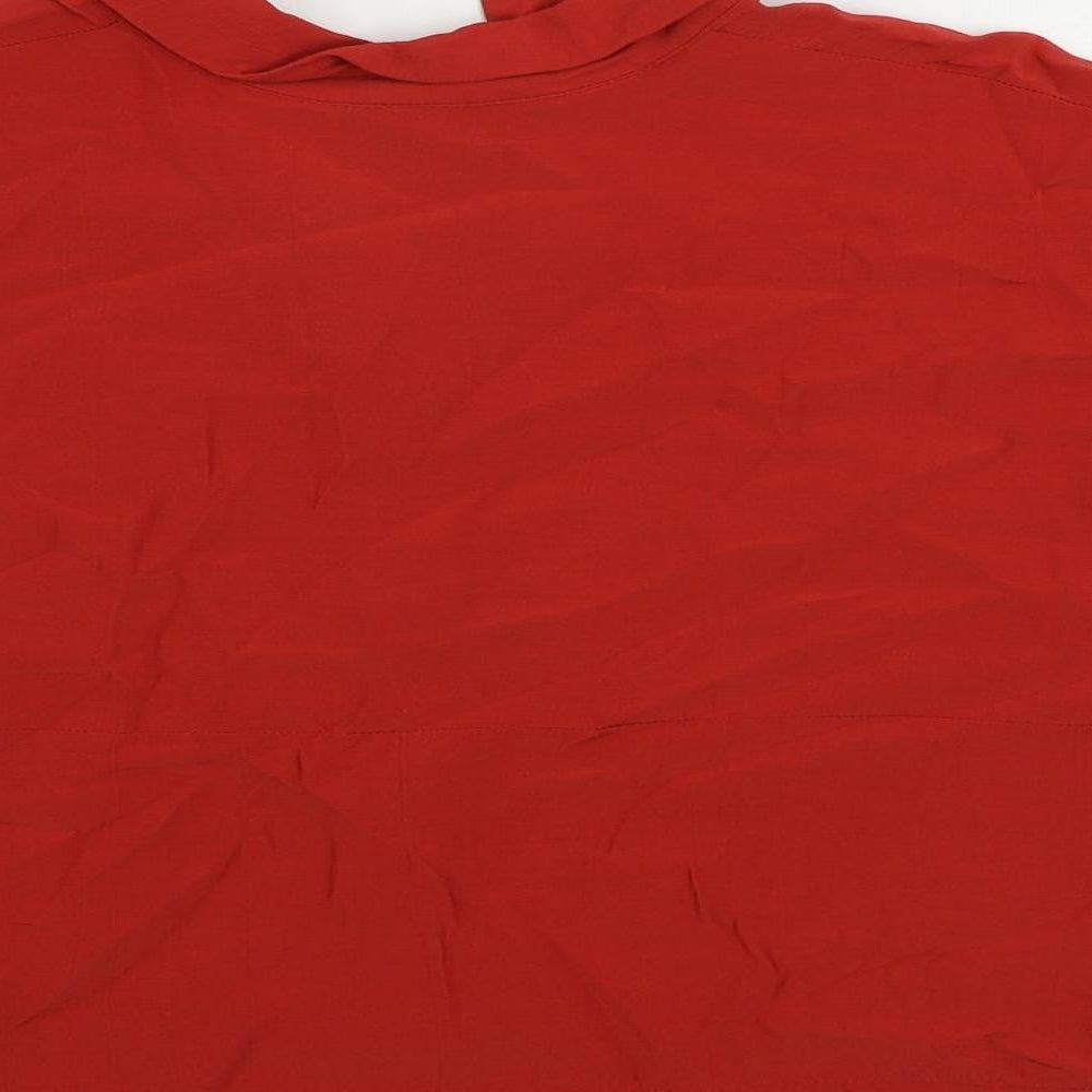Womens UK Size 10 Topshop Red Basic Button-Up