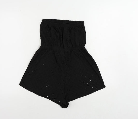 New Look Womens Black Polyester Playsuit One-Piece Size S Pullover - Broderie Anglaise