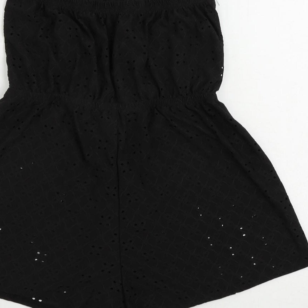 New Look Womens Black Polyester Playsuit One-Piece Size S Pullover - Broderie Anglaise