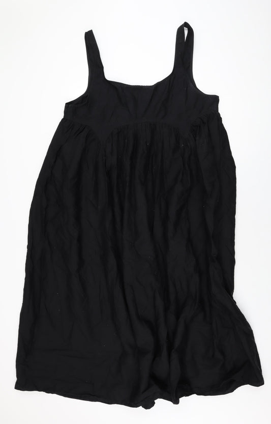 ASOS Womens Black Cotton Shift Size 16 Scoop Neck Pullover