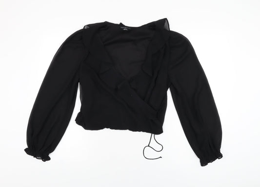 Womens UK Size M Wednesday's Girl Black Wrap Blouse
