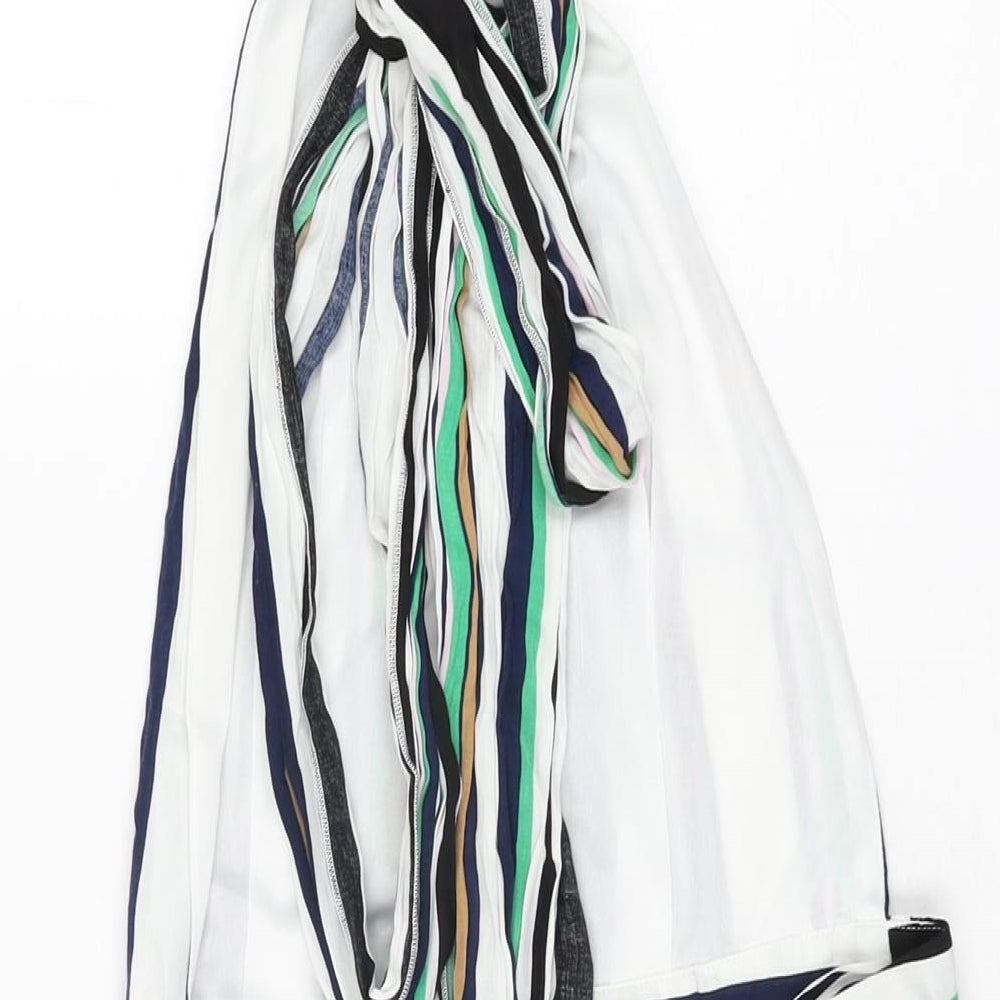 PRETTYLITTLETHING Womens White Striped Viscose Playsuit One-Piece Size 12 L3 in Zip