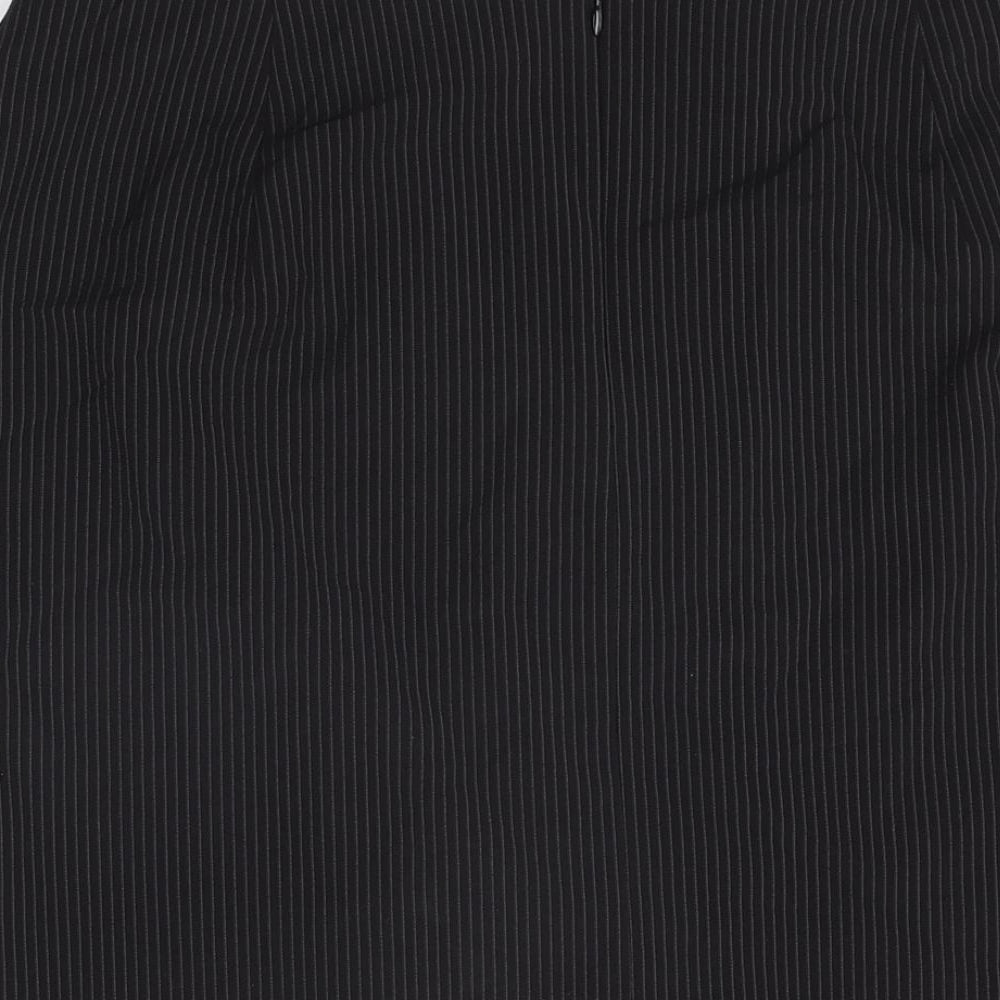 Marks and Spencer Womens Black Striped Polyester Straight & Pencil Skirt Size 14 Zip
