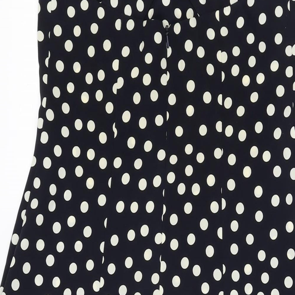Principles Womens Blue Polka Dot Polyester A-Line Size 10 Square Neck Zip