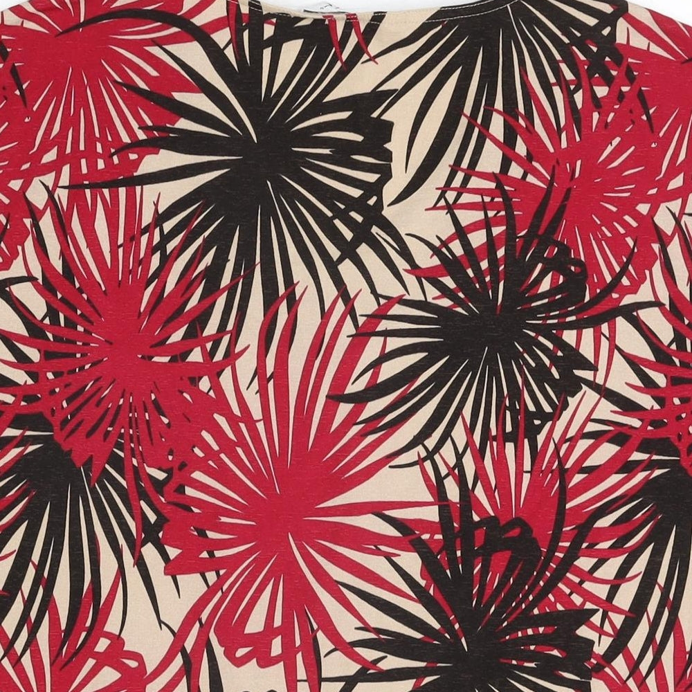 Berkertex Womens Beige Geometric Polyester Basic T-Shirt Size 16 V-Neck