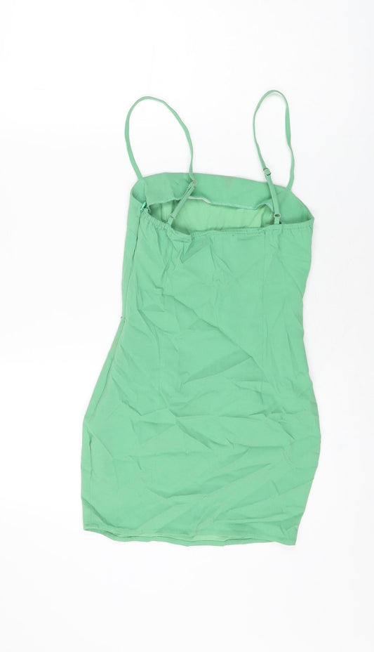 Motel Womens Green Rayon Mini Size XS Square Neck Zip