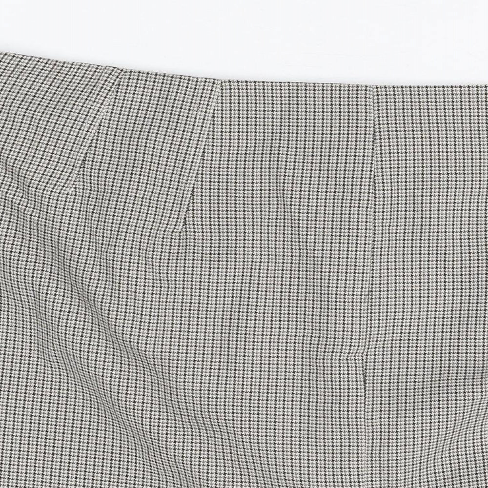 Marks and Spencer Womens Brown Geometric Polyester A-Line Skirt Size 22 Zip